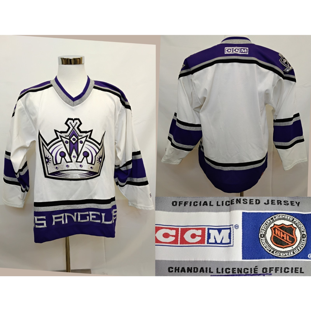 Los Angeles Kings CCM Jersey Size M Purple Crown Patch Vintage Rare #Z5349